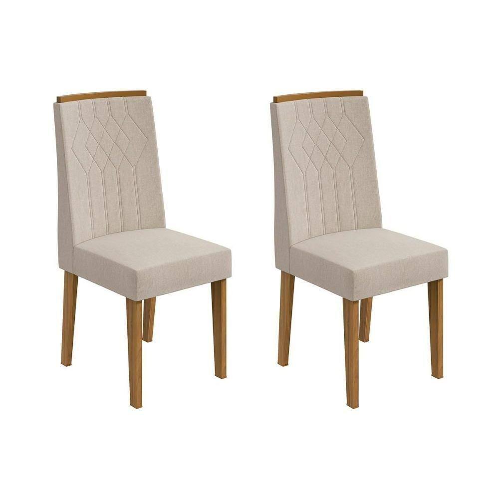 Kit 2 Cadeiras Exclusive Rovere Amêndoa Linho Rinzai Bege