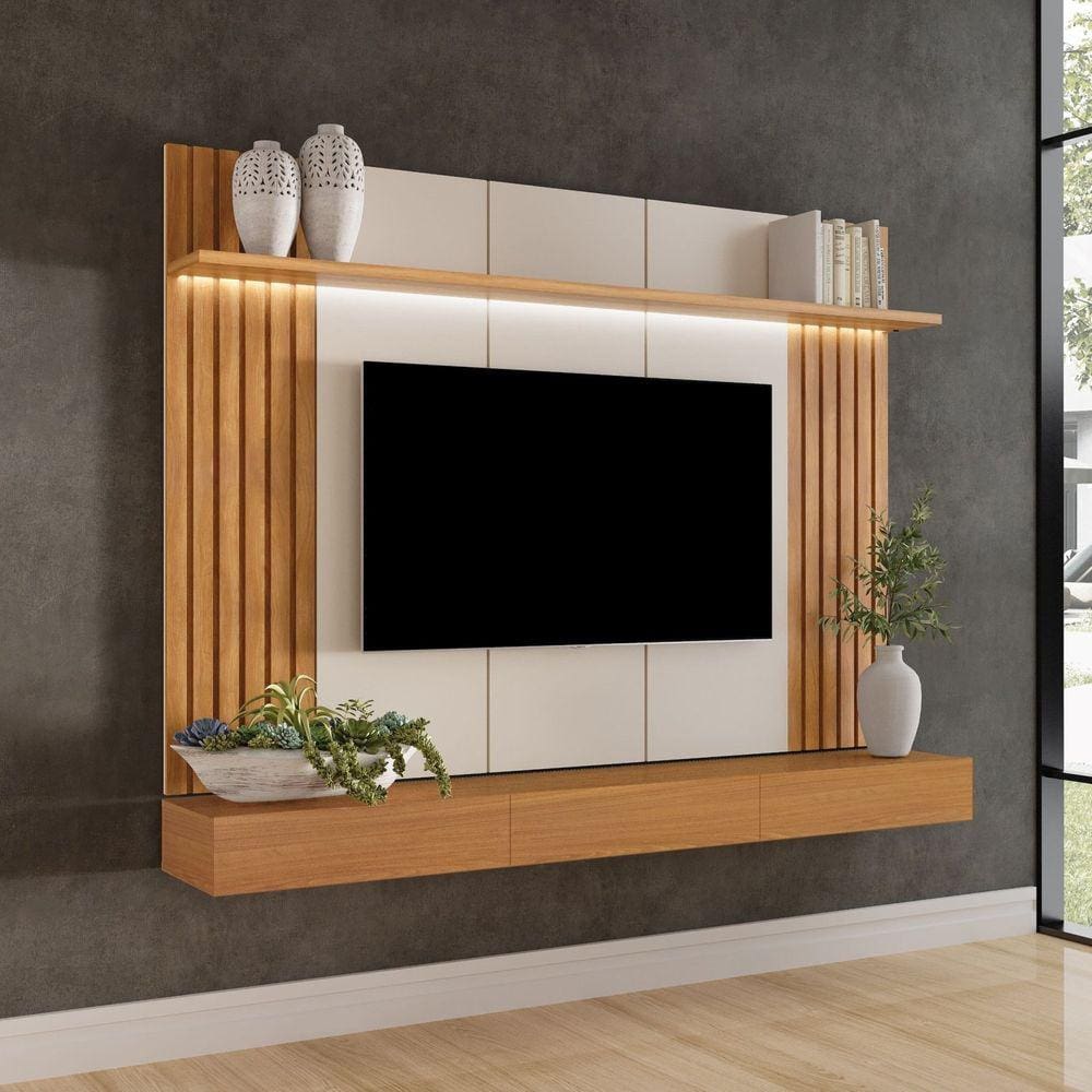 Painel Home para TV até 75 Polegadas 180cm Led Supreme Carvalho Oro