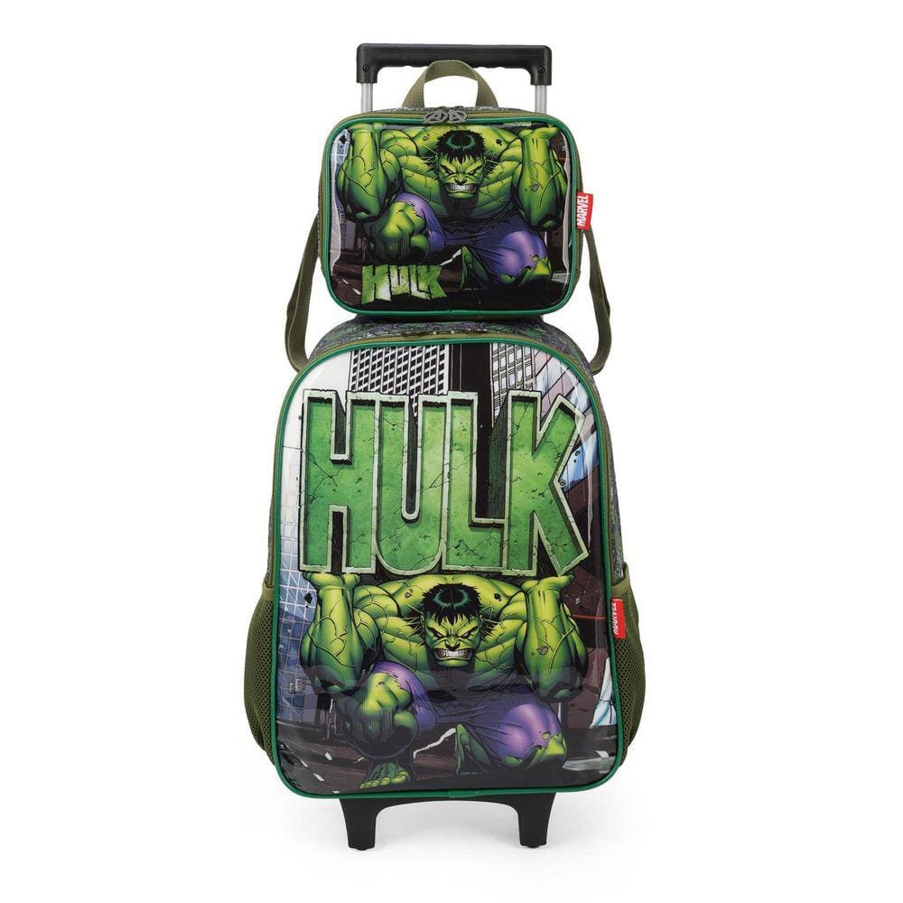 Kit Mochila E Lancheira Preta Hulk - Luxcel - Avengers