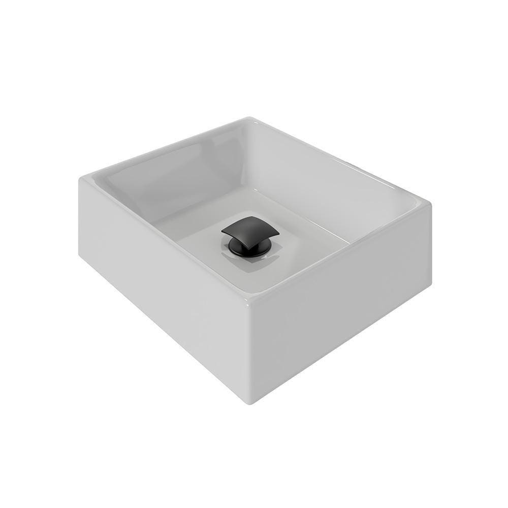 Kit Cuba Pia De Sobrepor Tulipa Com Valvula Click Black Branco Branco