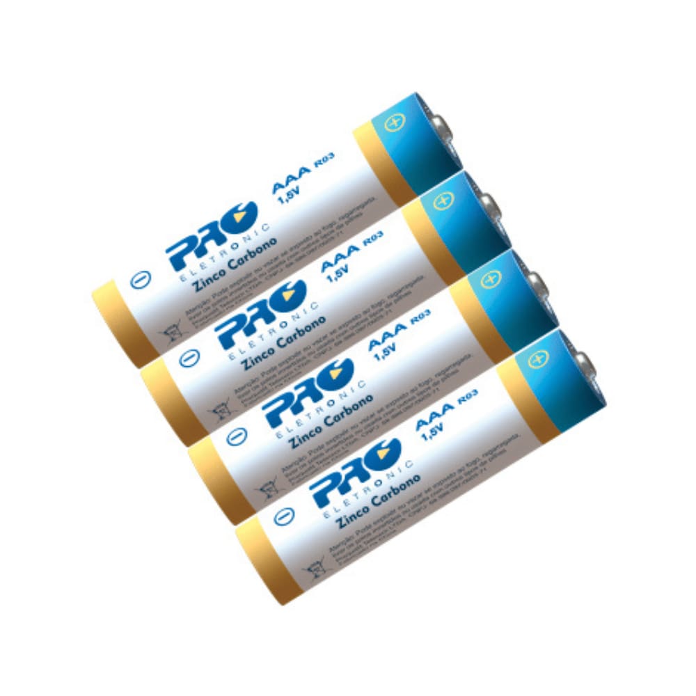 Tubo 60 Pilhas Proeletronic PQPC-AAA4 Zinco - 15 PACKS com 4 Unidades