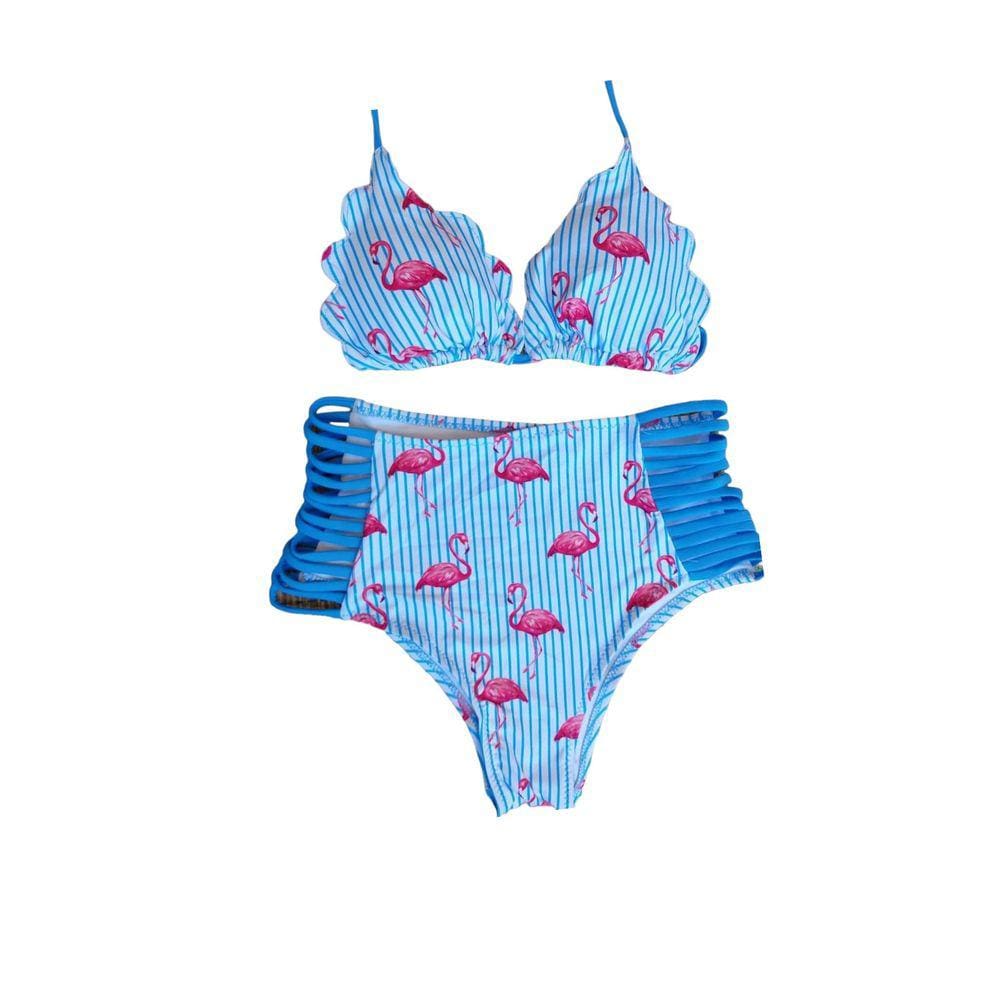 Biquíni Cortininha Hot Pant Flamingo Com Tiras Laterais
