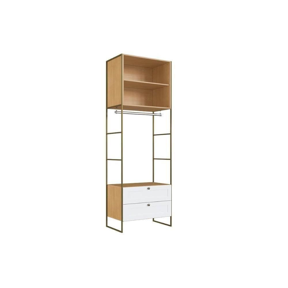 Cubo De Quarto Estante Infinity 2 Nichos E 2 Gavetas Savana/branco - Genialflex