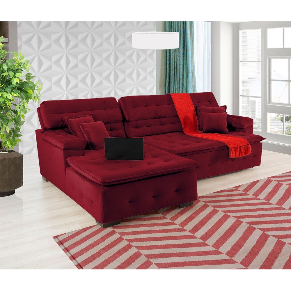 Sofá Retrátil e Reclinável Com Chaise Orlando 2.20x2.10m- Sofisticato