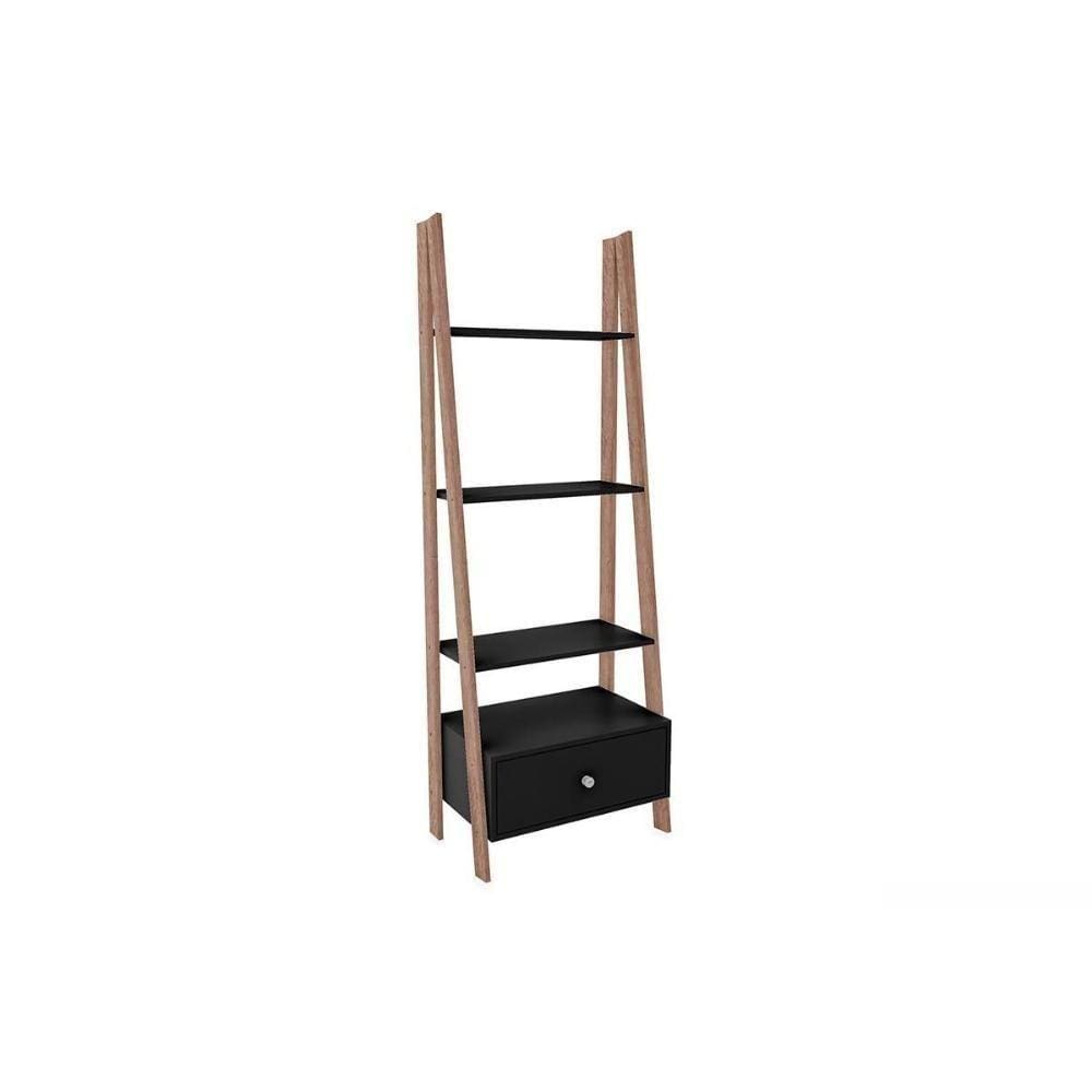 Estante De Livros Rt3091 C/ 3 Prateleiras Preto/rustico - Movelbento
