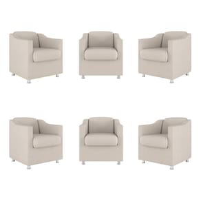 Kit 6 Poltronas Decorativas Reforçada Consultório Sala Suede Cor:bege