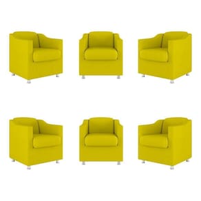 Kit 6 Poltronas Decorativas Reforçada Consultório Sala Suede Cor:amarelo