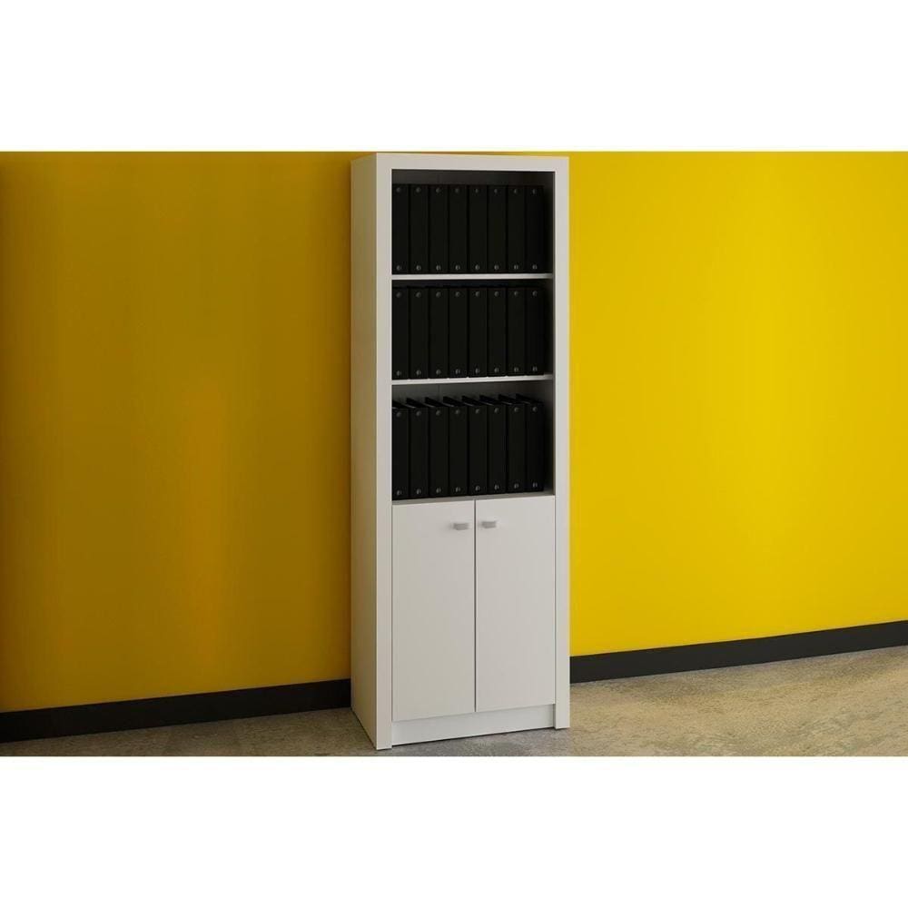 Estante Livreiro Casal Me4110 C/ 2 Portas E 3 Prateleiras Branco - Tecno Mobili