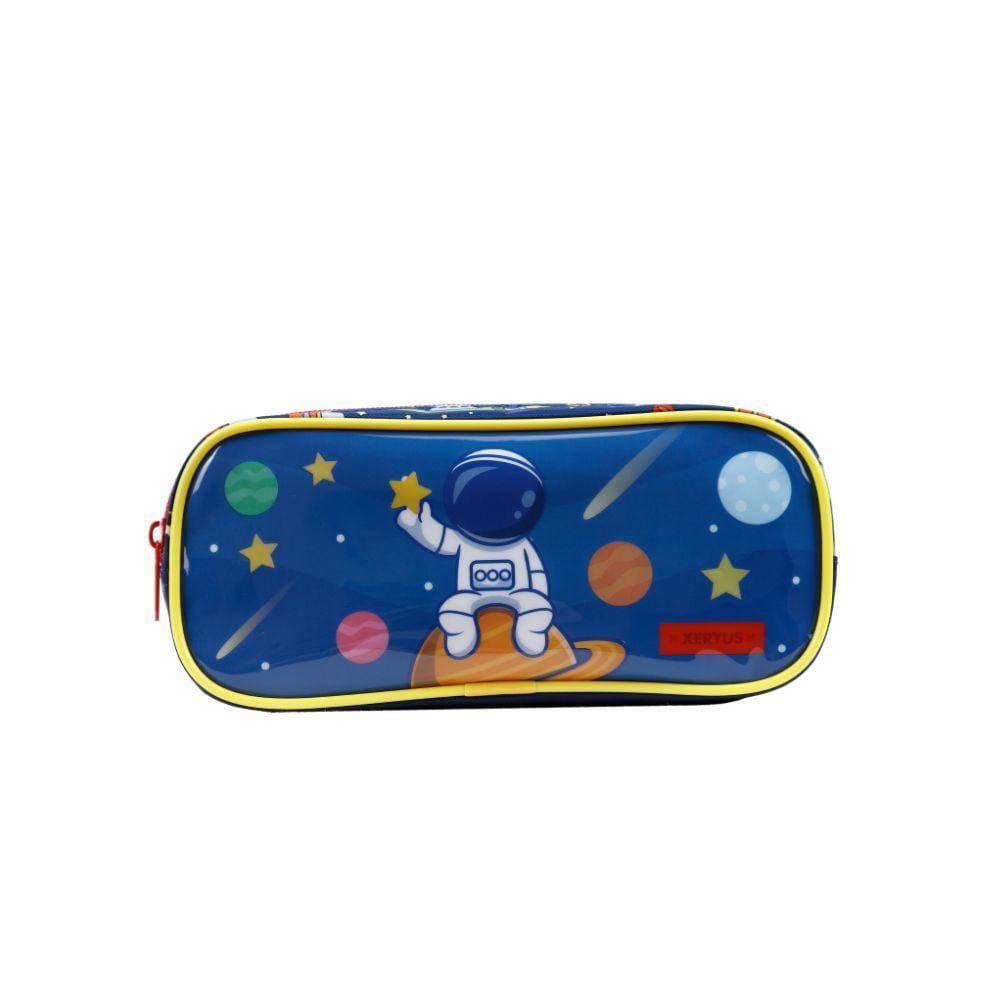 Estojo Astronauta Azul 5x10x23cm - 100g  Poliéster/PVC 
