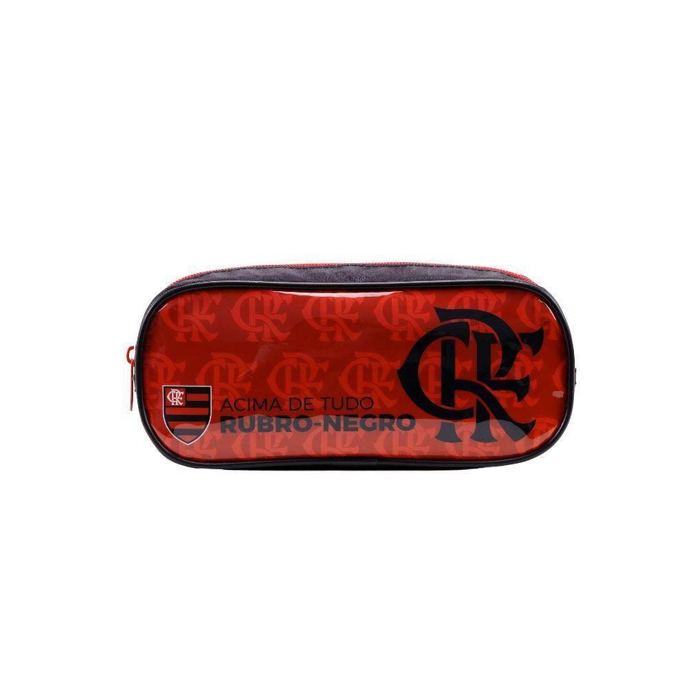 Estojo Flamengo Vermelho - Divisória - Poliéster - 5x10x23cm