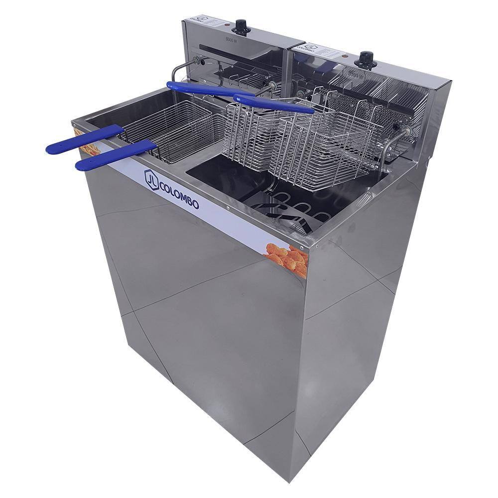 Fritadeira Elétrica Água e Óleo JL Colombo Gabinete 2 Cubas 18 Litros Cada 8000W 148203