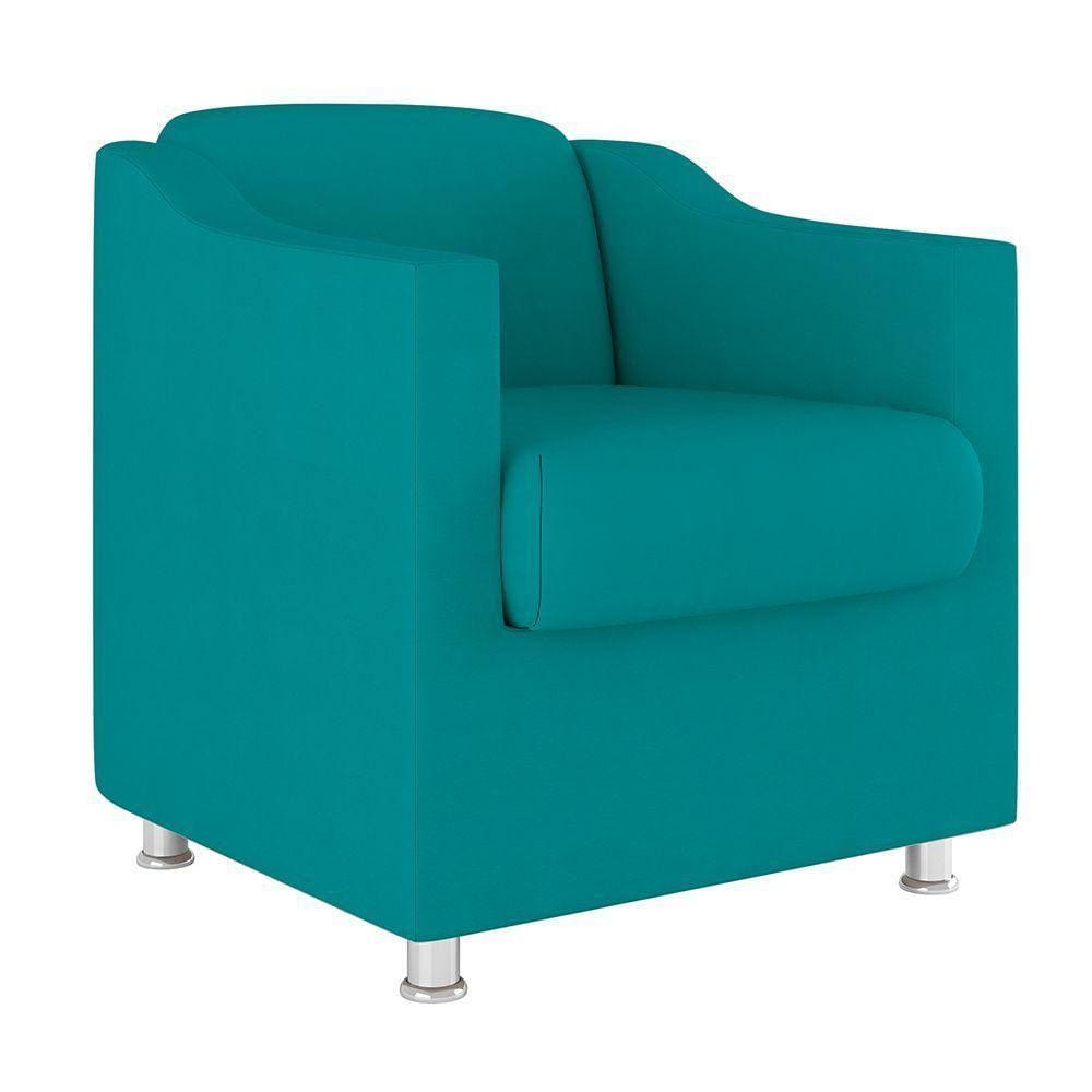 Cadeira Poltrona Decorativa Reforçada Sala De Espera ? Balaqui Decor Cor:Azul Turquesa