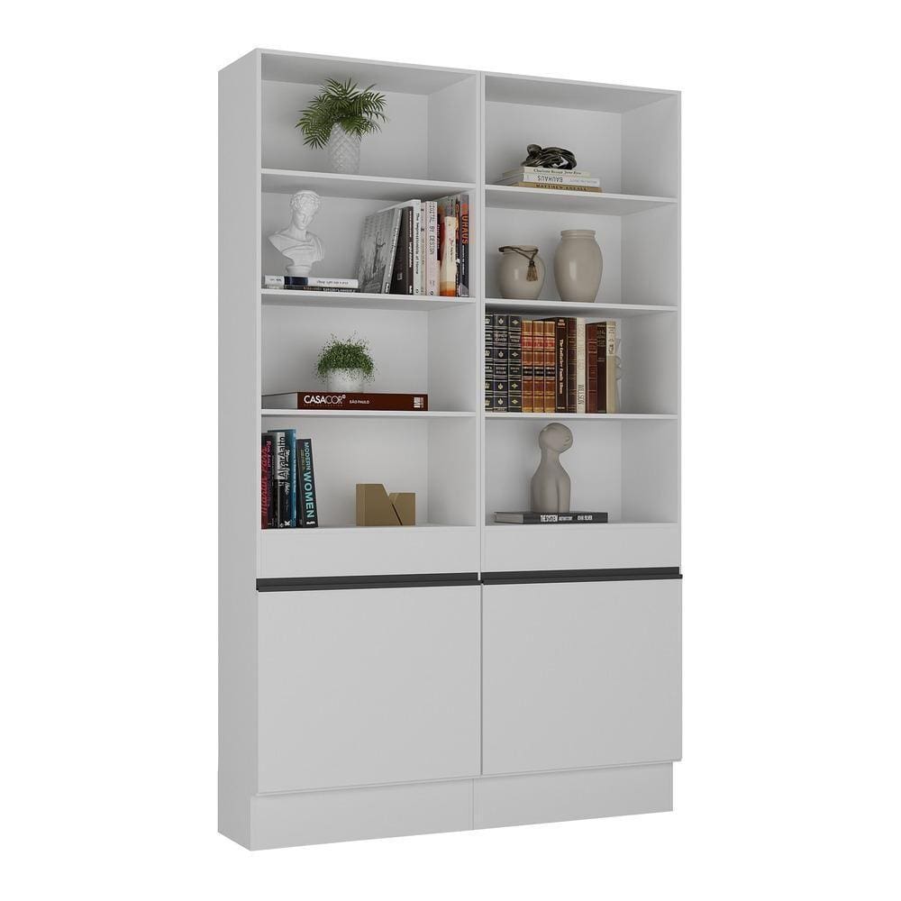 Armário/estante Escritório 2 Portas Multimóveis Mp7000 Branco/preto Branco/preto