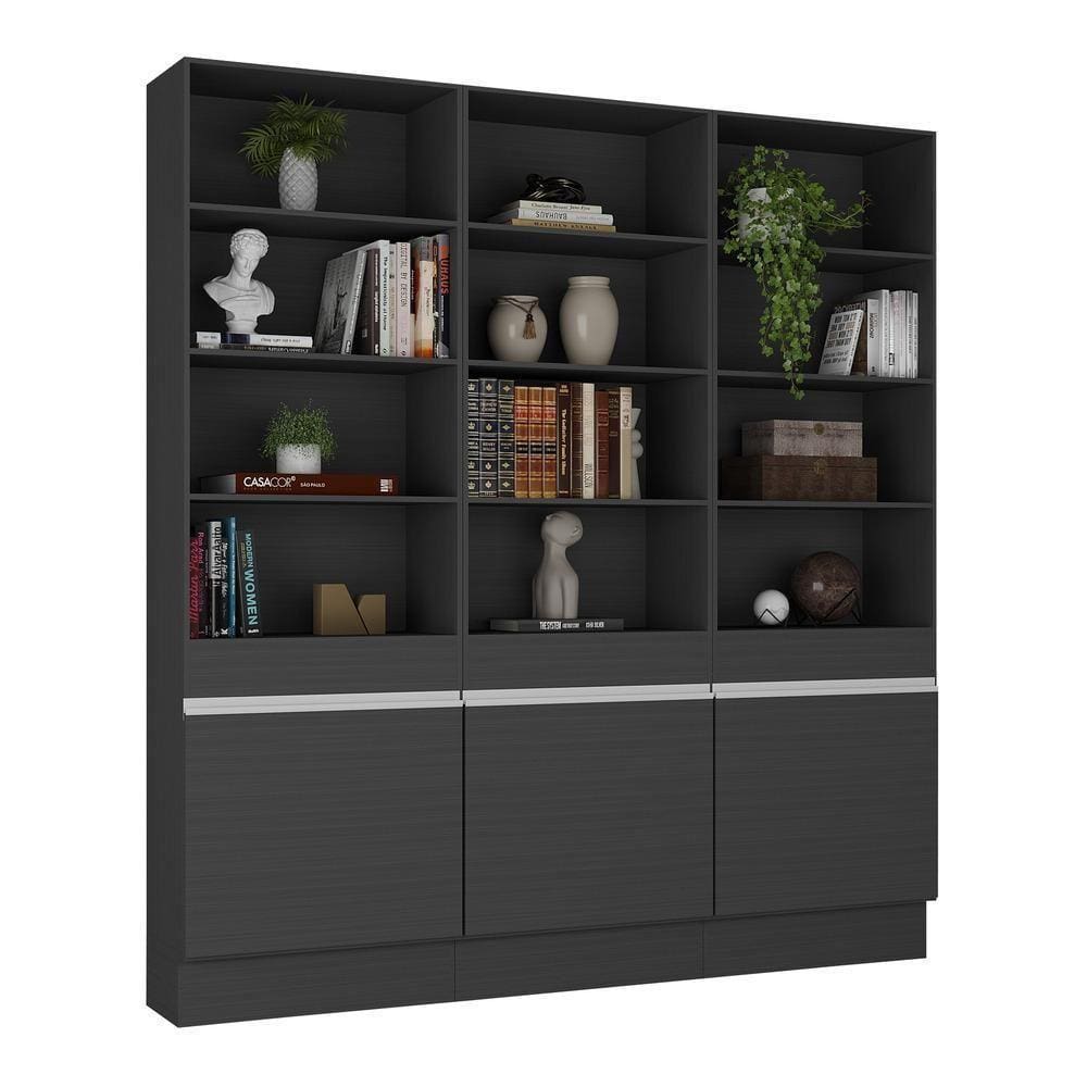 Armário/estante Escritório 3 Portas Multimóveis Mp7001 Preto/branco Preto/branco