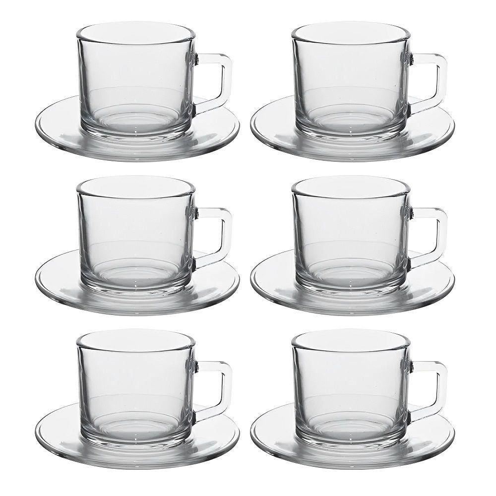 Jogo de 6 Xícaras 6 Pires para Café e Chá 176mL