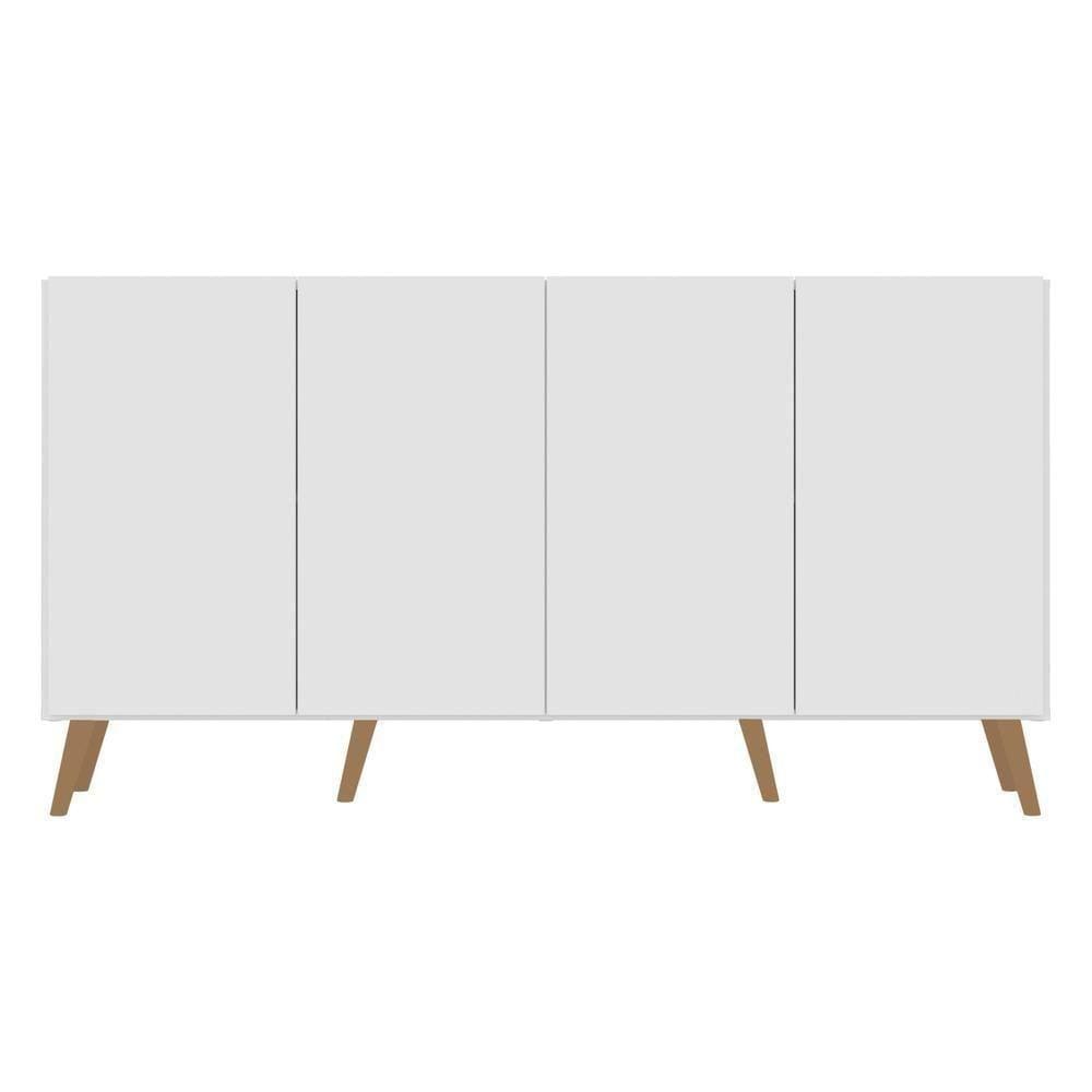 Aparador Buffet Retrô Multimóveis 4 Portas Branco/natural