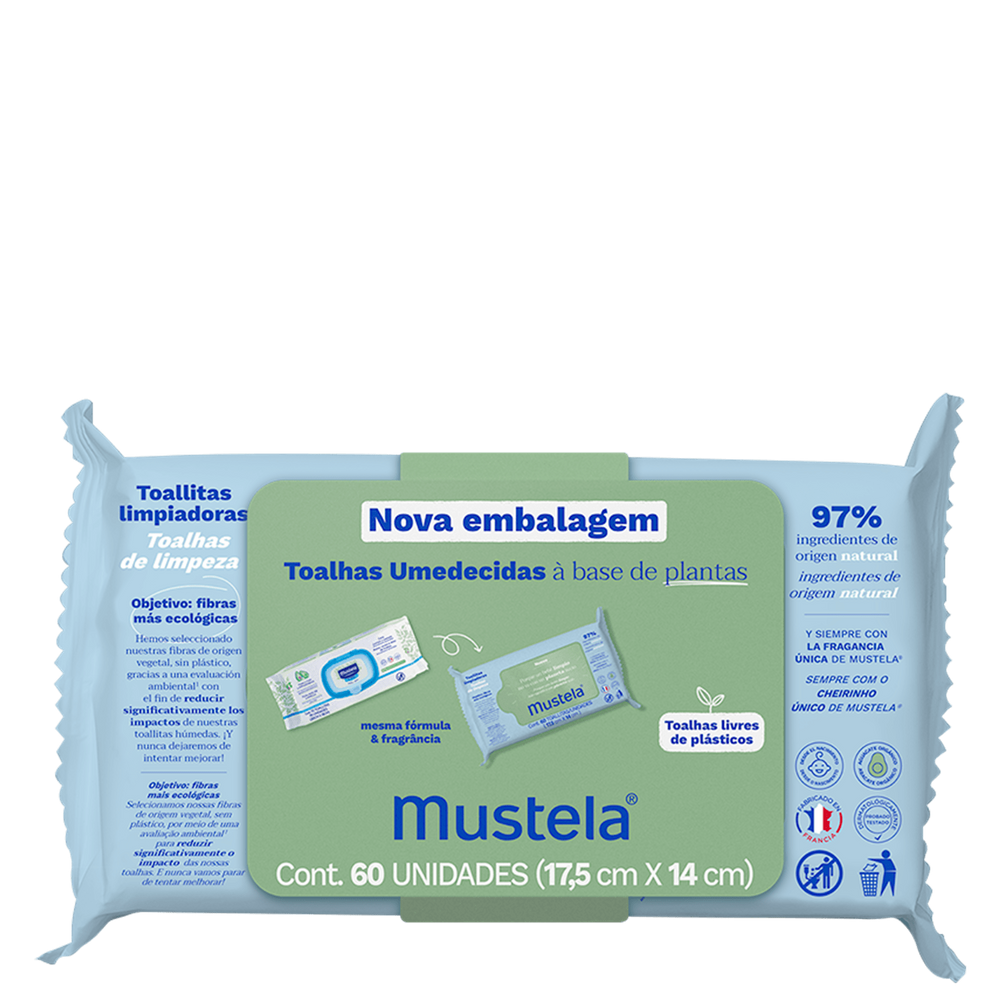 Mustela à Base de Plantas - Toalhas Umedecidas (60 Unidades)