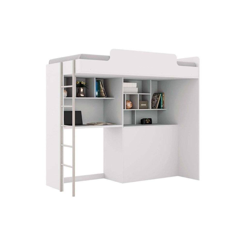 Beliche Office New (cama+bancada+baú+nicho+prateleiras) Branco - Santos Andirá