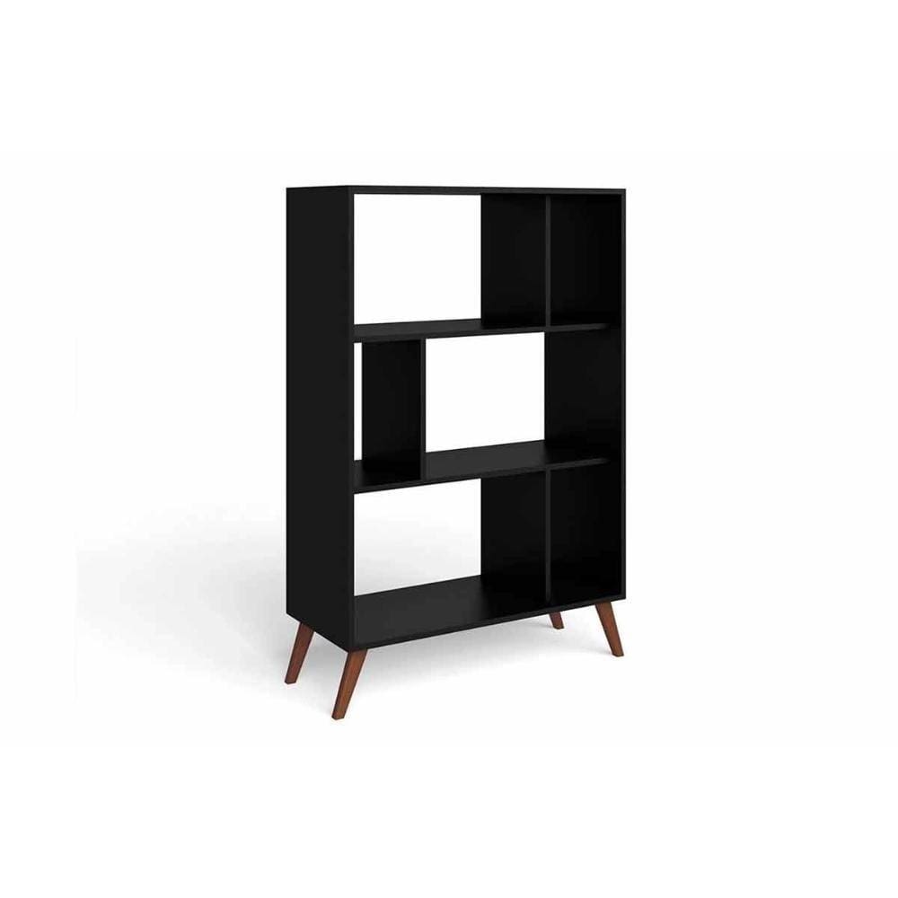 Estante De Livros Rt3015 C/ 6 Nichos Preto - Movelbento