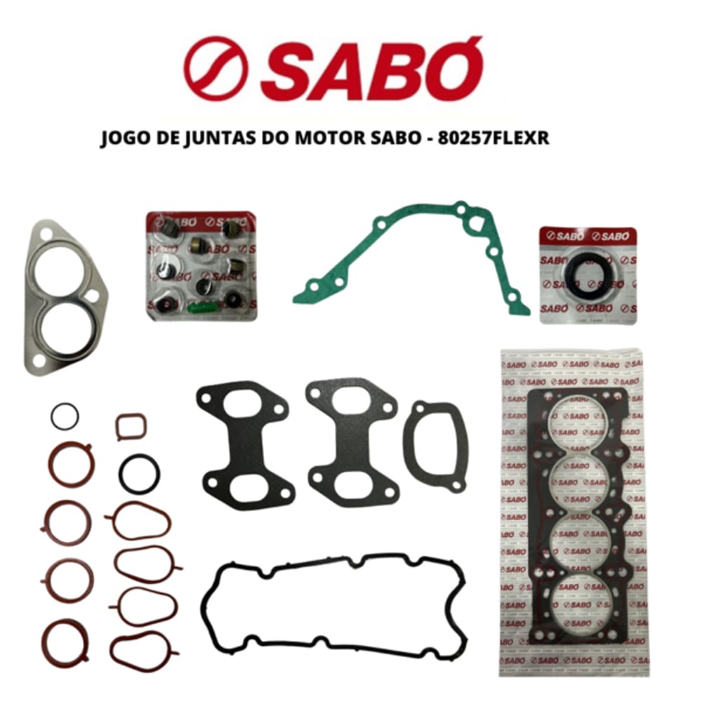Jogo Completo Junta Motor Sabó Fiat Uno Mille Ex Fire 1.0 L 8V 2001 A 2003