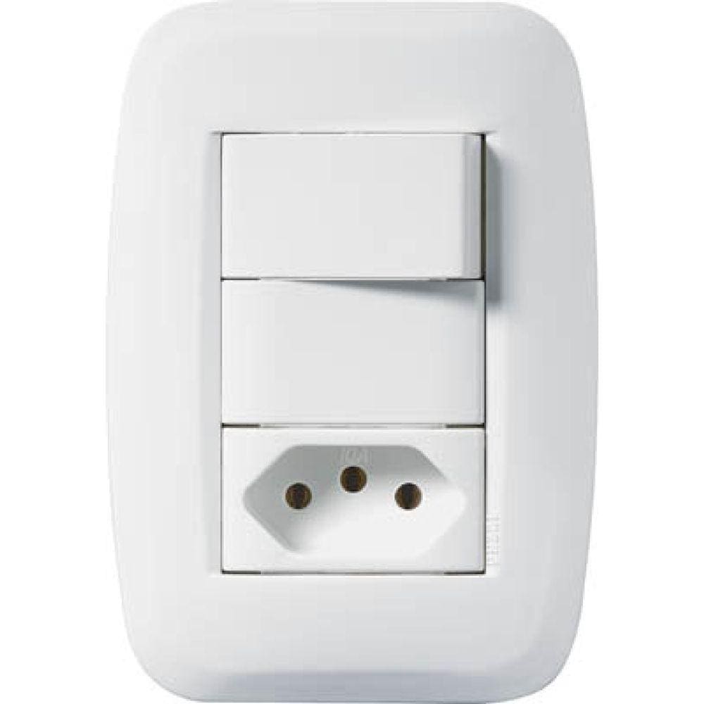 Interruptor Simples + Tomada 2P+T 10A Pezzi Linha 50000