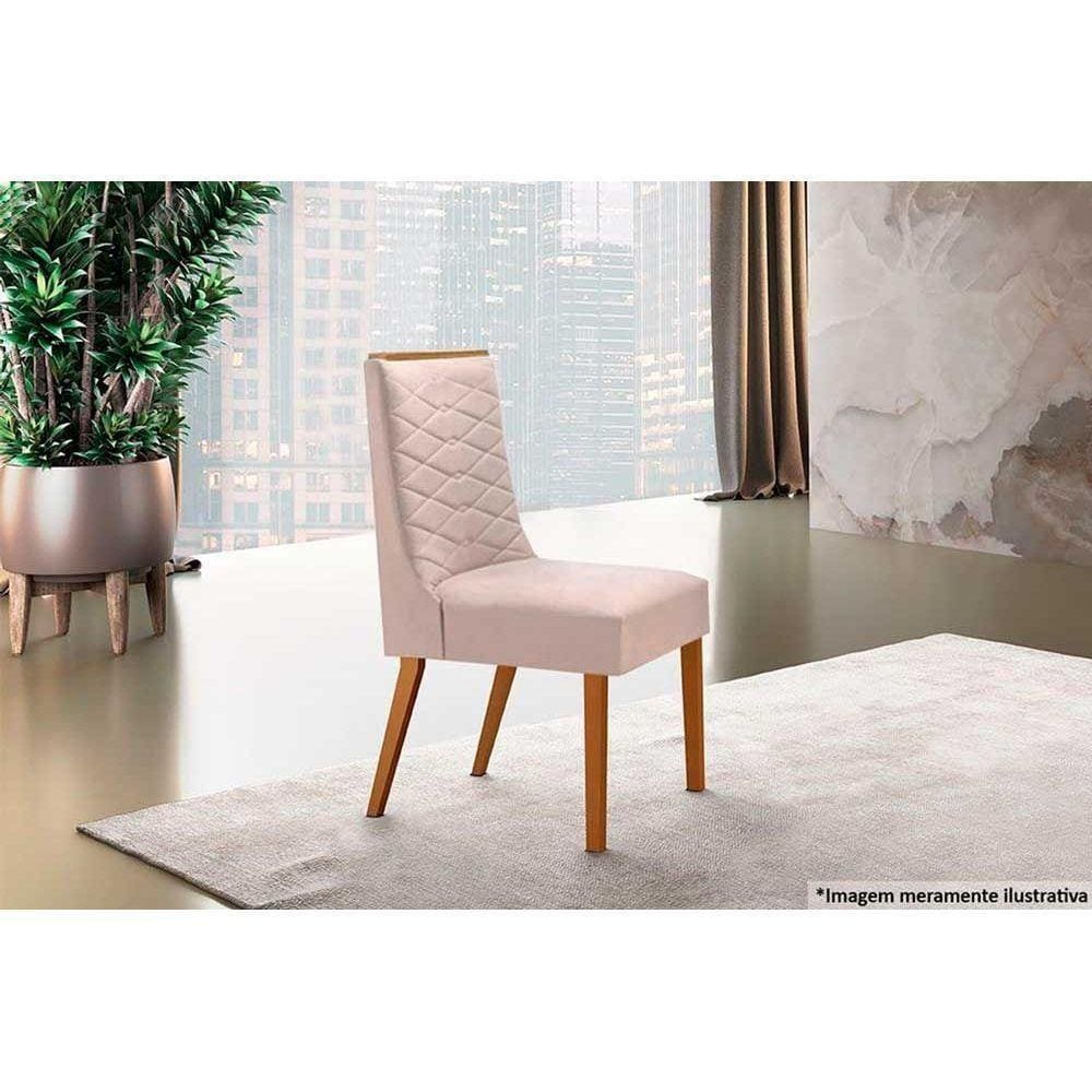 Kit 2 Cadeiras Dafne Madeira Capuccino Linho Turim