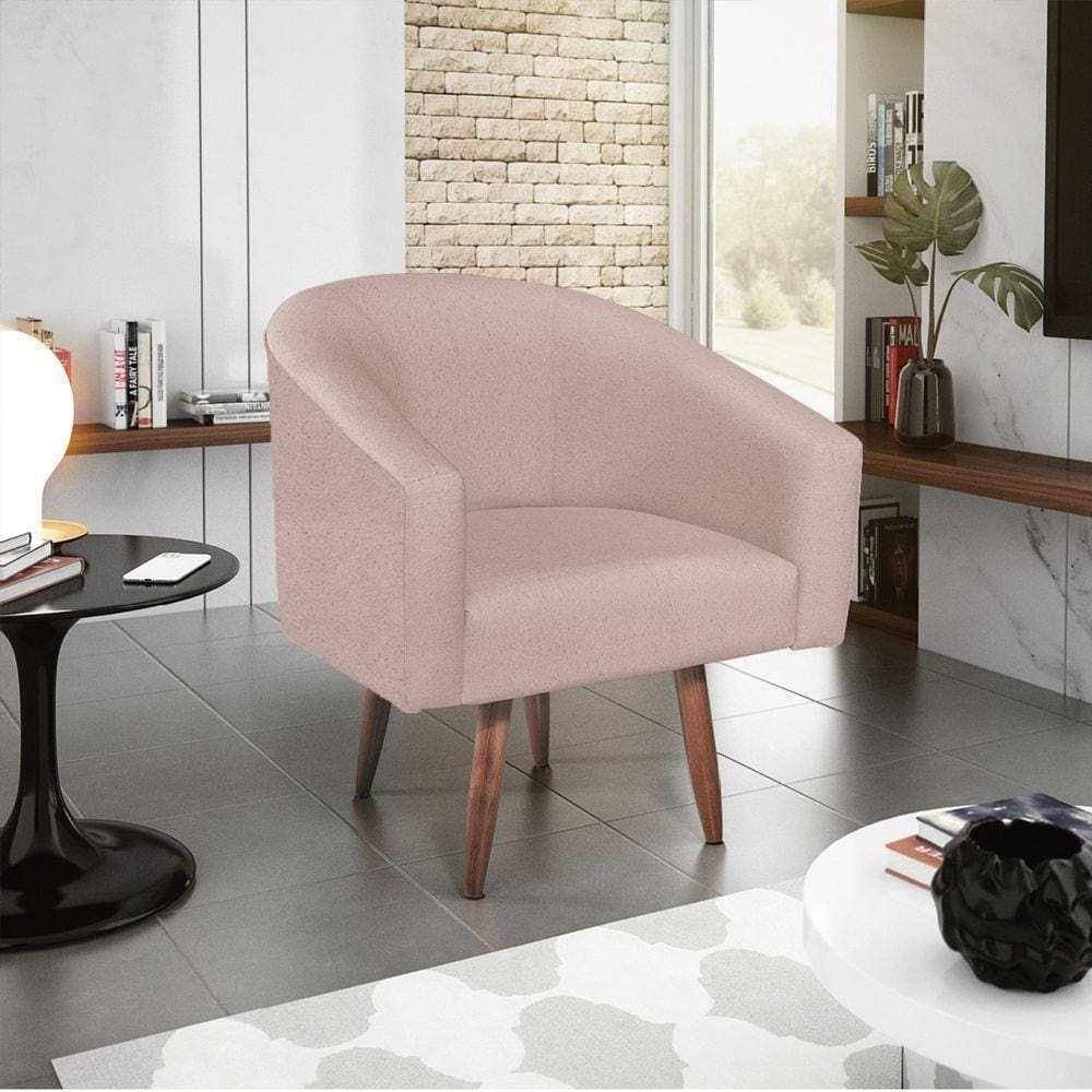 Poltrona Decorativa Luiza Pés Palito Suede - Doce Sonho Móveis Rosê