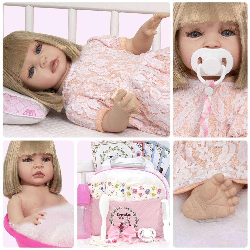 Boneca Bebê Reborn Girafinha Corpo de Silicone Realista Npk -100