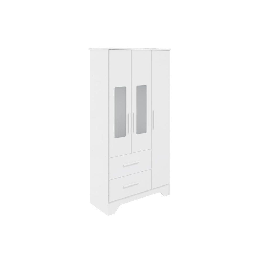 Guarda Roupa Infantil Popy Retrô C- 3 Portas E 2 Gavetas Branco Brilho - Peroba