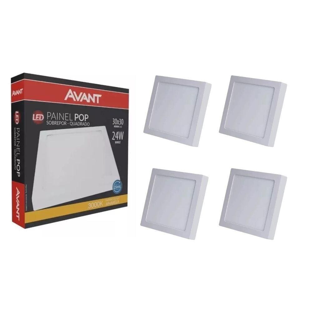 Painel Led Avant Quadrado Sobrepor 24W 3000k Bivolt 5 Un