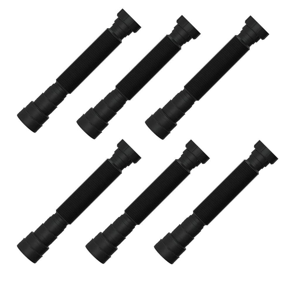 Kit 6 Sifão Universal Sanfonado Tubo Extensivo Preto Blukit