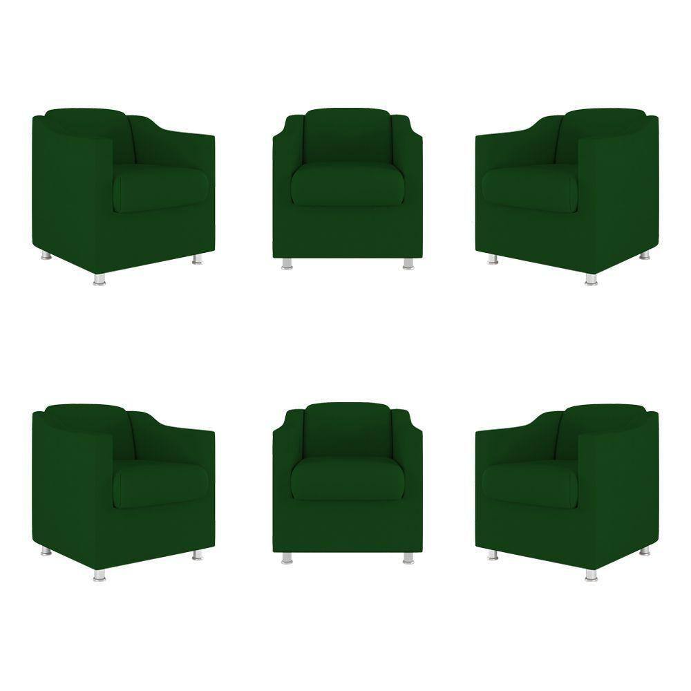 Kit 06 Poltronas Sala De Espera Clinica - Dentista Suede Cor:verde