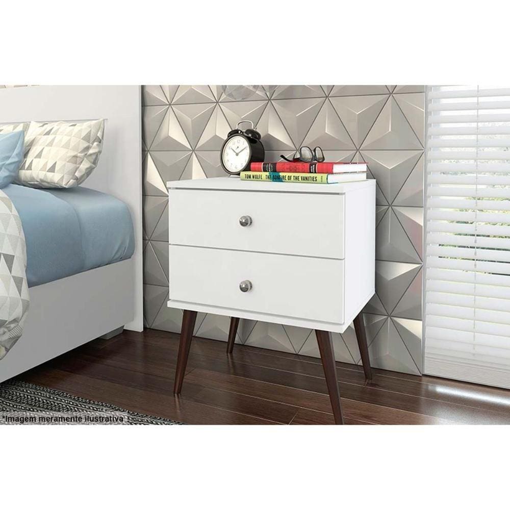 Mesa Cabeceira Infantil Rt 3032 C/ 2 Gavetas Branco - Movelbento