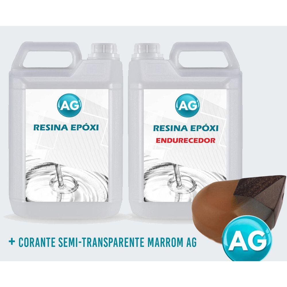 Resinas Epóxi 1Kg + Corante Semi-Transparente Marrom Baixa E