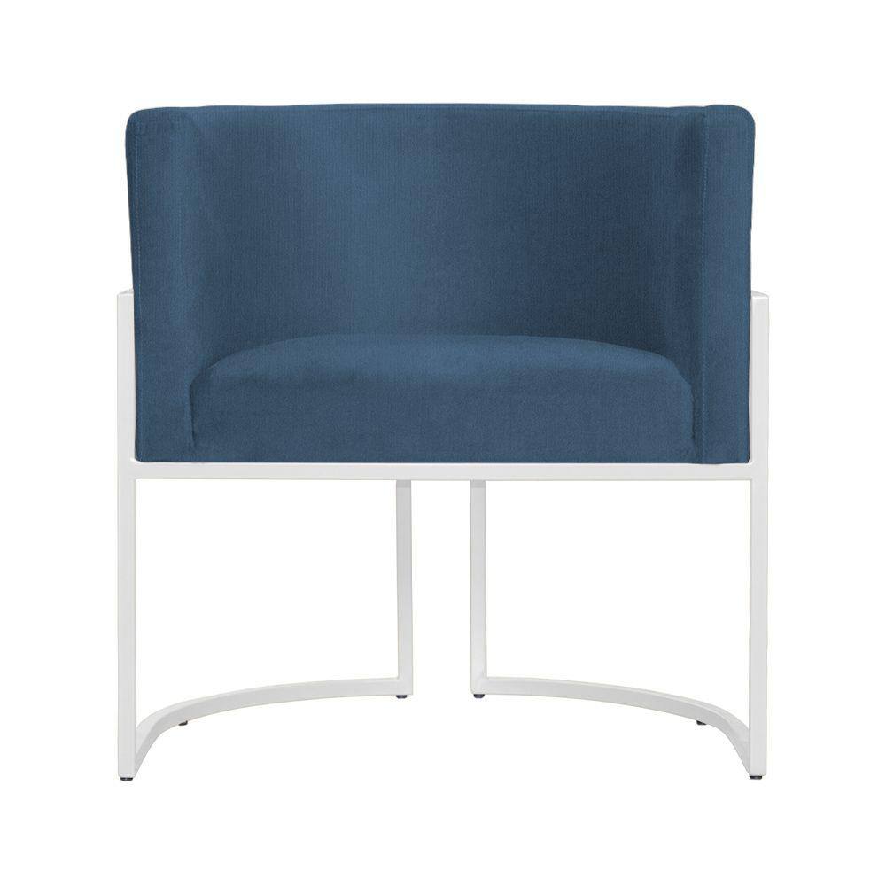 Poltrona Decorativa Luana Suede Azul Royal Base Branca Mz Decor