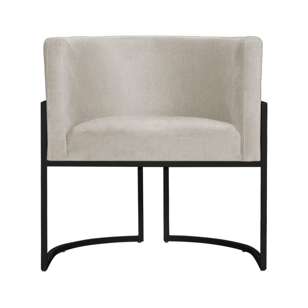 Poltrona Decorativa Luana Suede Bege Base Preta Mz Decor