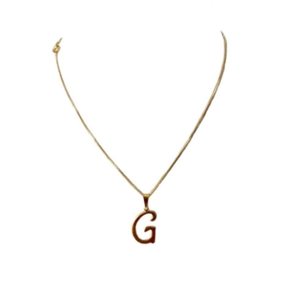 Cordão + Pingente De Letra Banhado A Ouro 18k Luxo