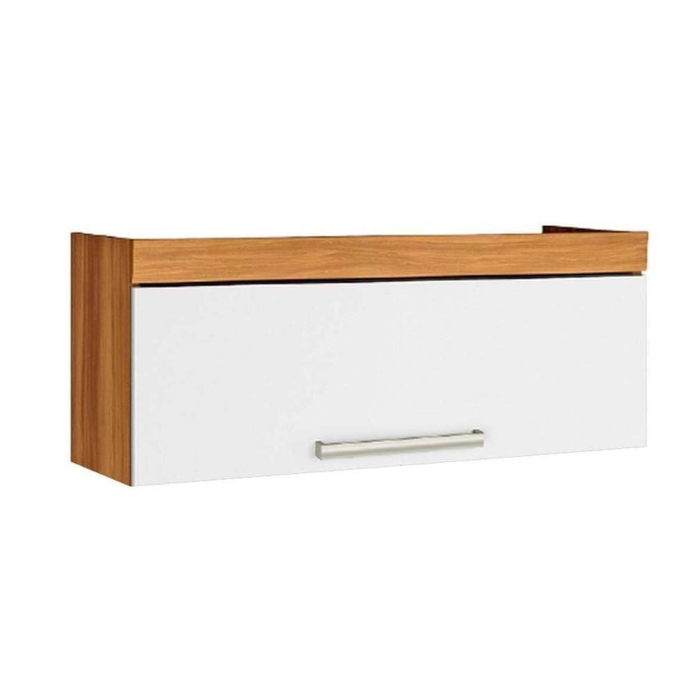 Armário De Geladeira P/ Cozinha Burguesa C/ 1 Porta Basculante Freijó/branco - Nesher