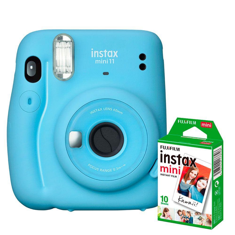 KIT Câmera Fujifilm Instax Mini 11 Azul + Filme de 10 Poses