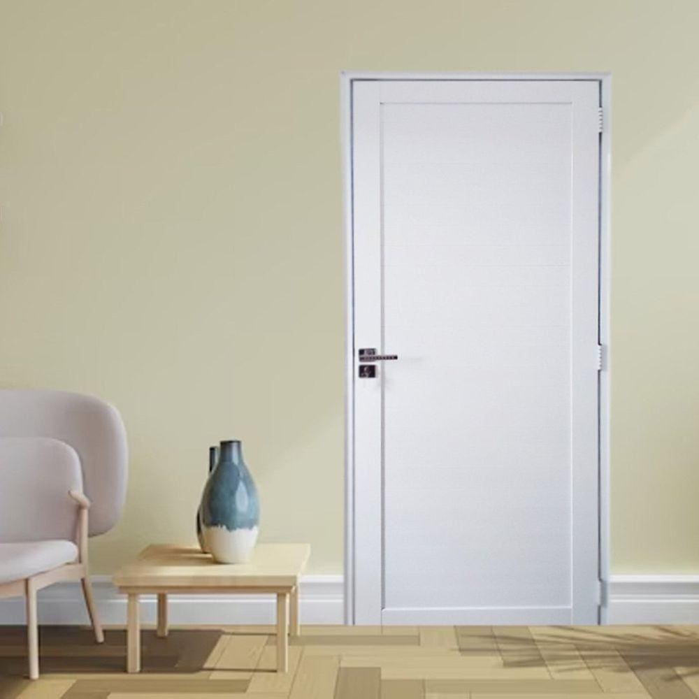 Porta Lambril de Alumínio 210 x 80cm com Maçaneta Premium Linha 30 Lado Esquerdo Esquadrias Bergame Branco
