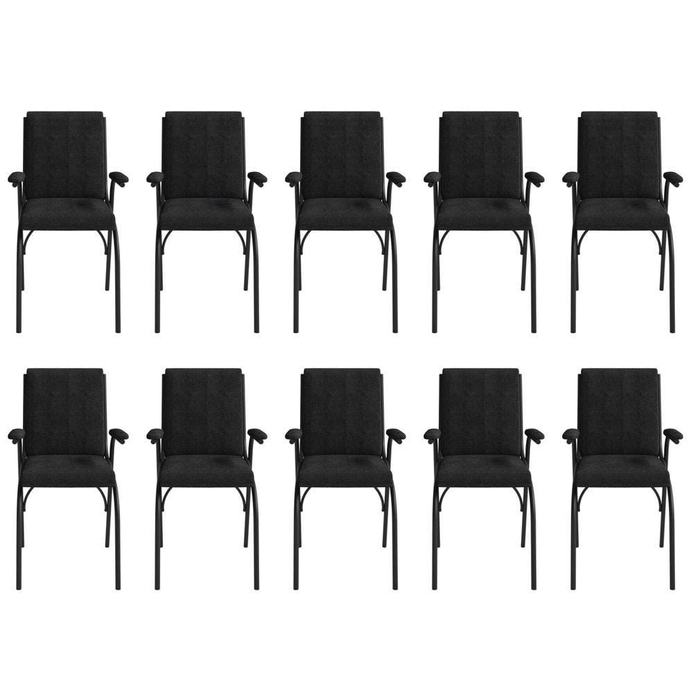 Kit 10 Cadeiras para Escritório Linha Office Preto