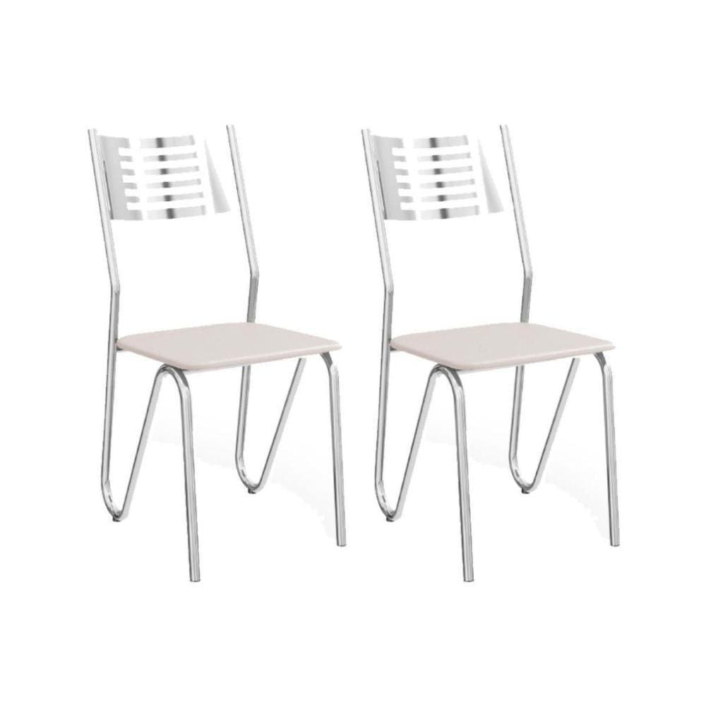 Kit 2 Cadeiras Nápoles 2c045 Cromado Courano Branco