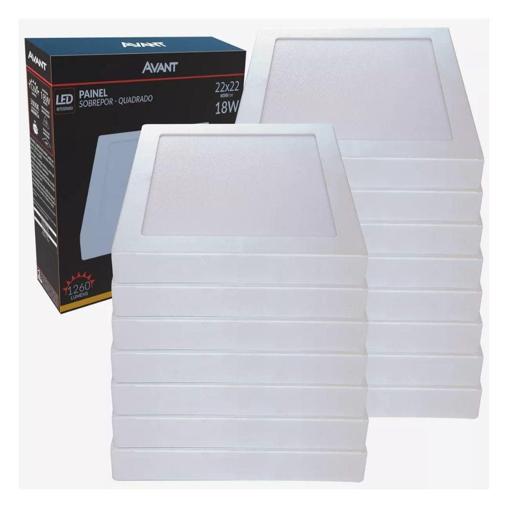 Painel Led Avant Quadrado Sobrepor 18W 3000k Bivolt 15 Und.