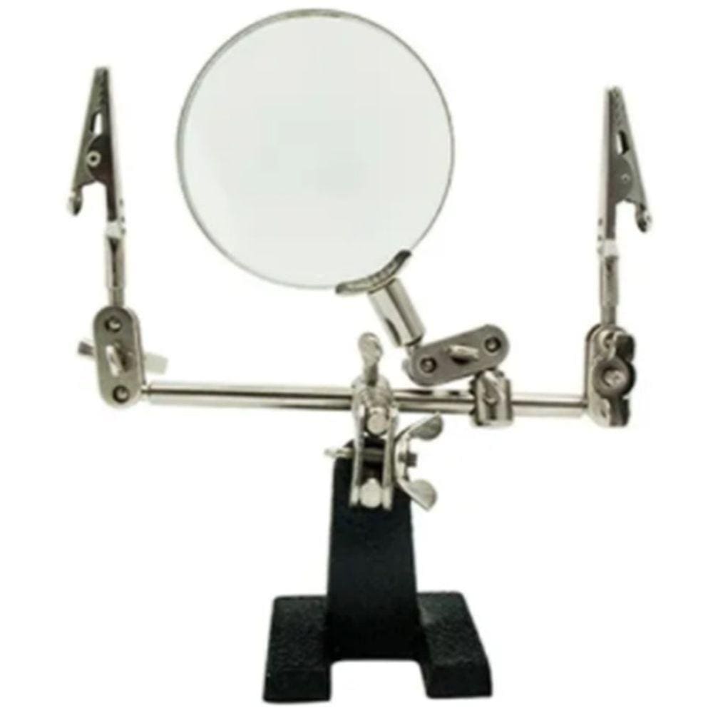 Lupa De Bancada Mesa Com Suporte Pinça Lente De 6 Cm