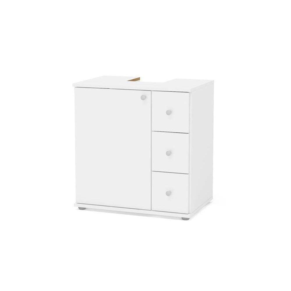 Gabinete De Banheiro 3386 1 Porta E 3 Gavetas Cor Branco - Politorno