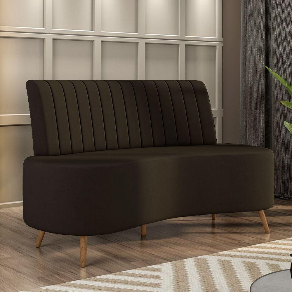 Sofá Living Decorativo 2 Lugares 1,60m Katara Marrom Veludo G33 - Gran Belo