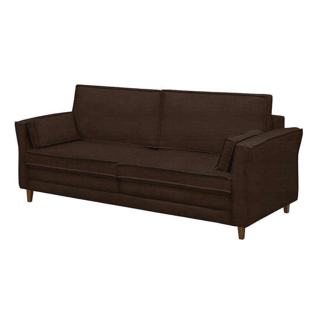 Sofá Decorativo Living 2 Lugares 220cm Coach Veludo Marrom G22 - Gran Belo