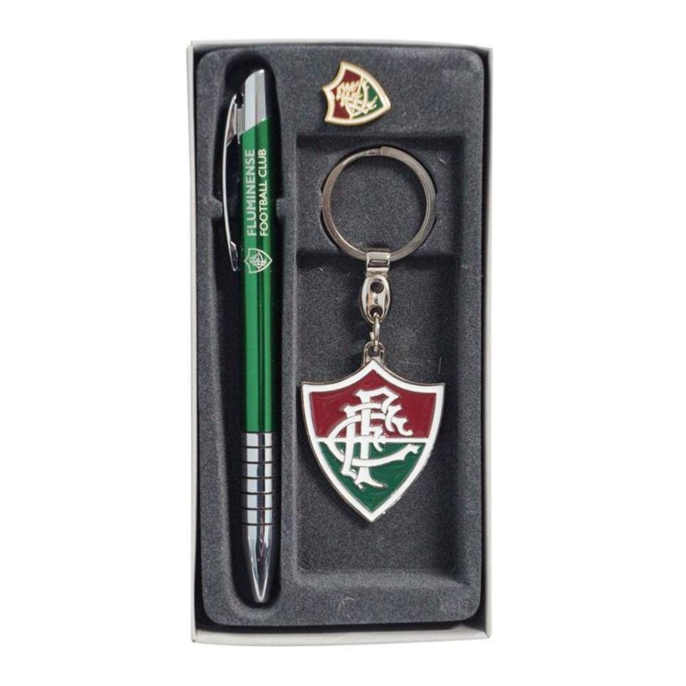 Kit Fluminense - Caneta, Chaveiro e Boton em Metal