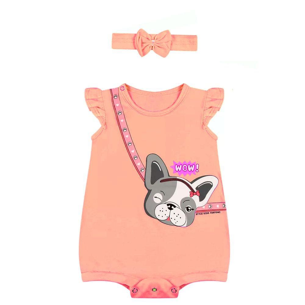 Macaquinho de Bebê feminino Menina com tiara Kit Roupinha