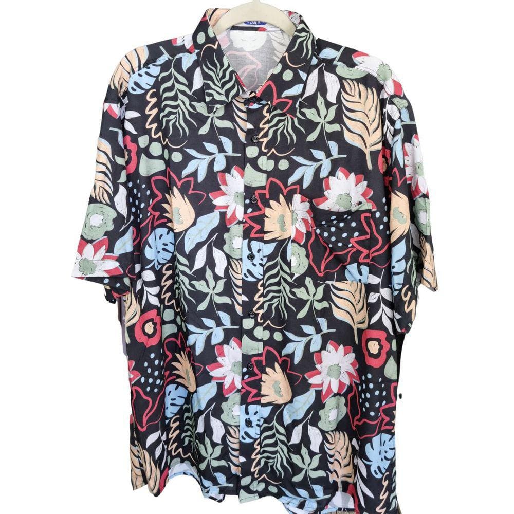 Camisa Social Masculina Estampada 100% Viscose Manga Curta Tamanho Especial Plus Size